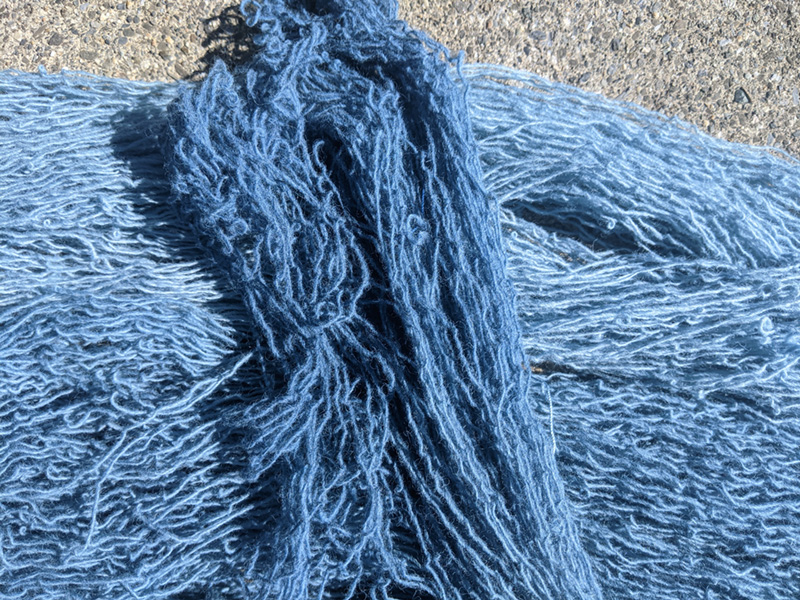 Dyeing with an indigo vat with instructor Pamela Wilson at Vermont Sheep & Wool Festival
