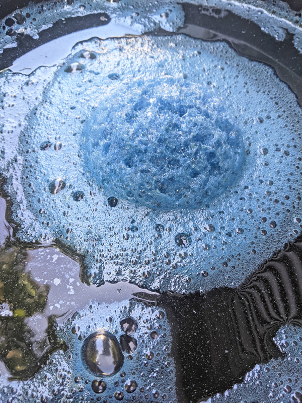 Dyeing with an indigo vat with instructor Pamela Wilson at Vermont Sheep & Wool Festival